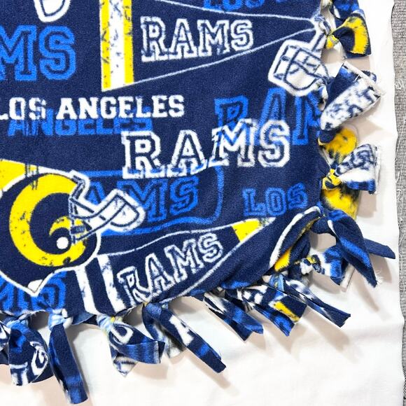 NFL Los Angeles Rams No Sew Fleece Blanket Cotton Fabric Retro 40x45" - Picture 3 of 4